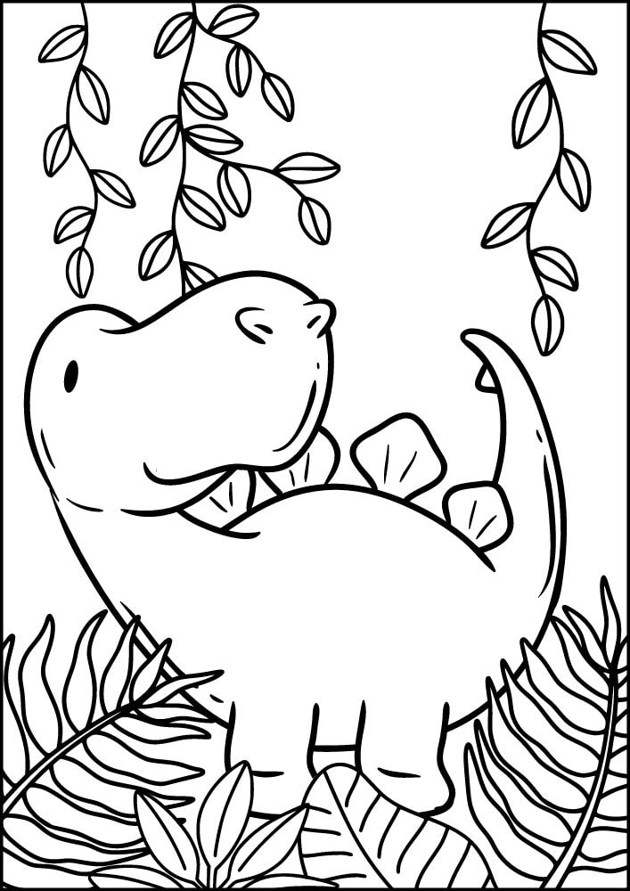 free printable dinosaur coloring pages for kids dino printout pdf stegosaurus jungle