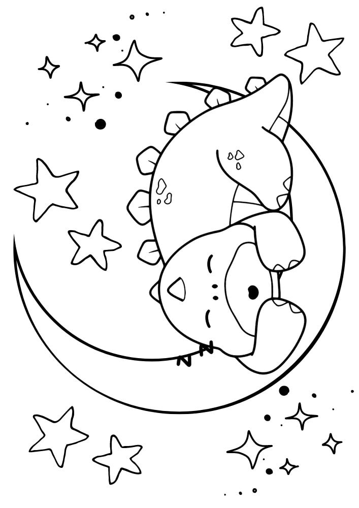 free printable dinosaur coloring pages for kids dino printout pdf stegosaurus moon