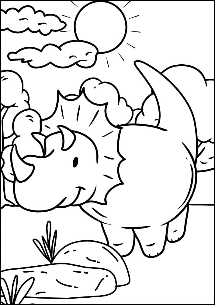 free printable dinosaur coloring pages for kids dino printout pdf triceratops field jurrasic