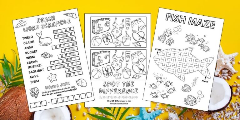 Free Printable Beach Worksheets for Kids blog feature