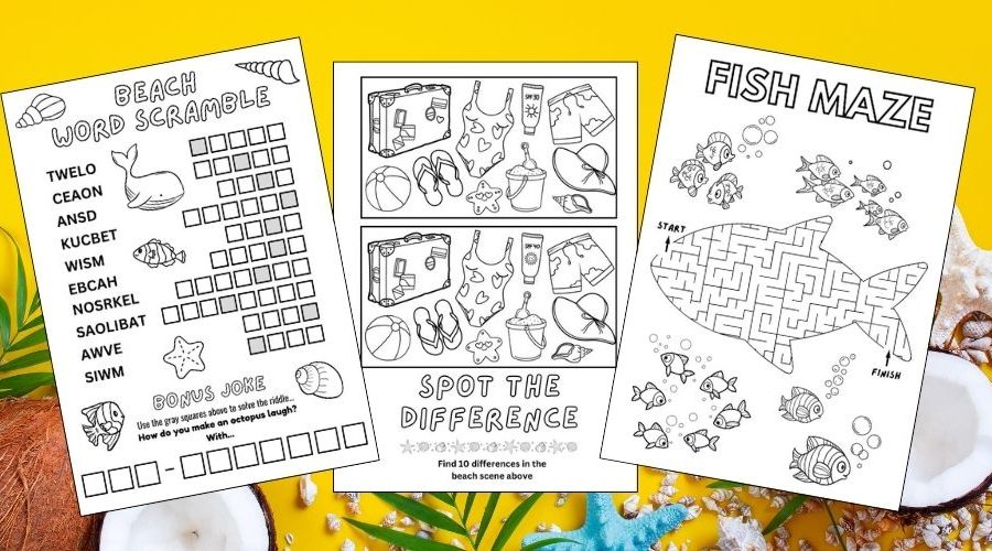 Free Printable Beach Worksheets for Kids blog feature