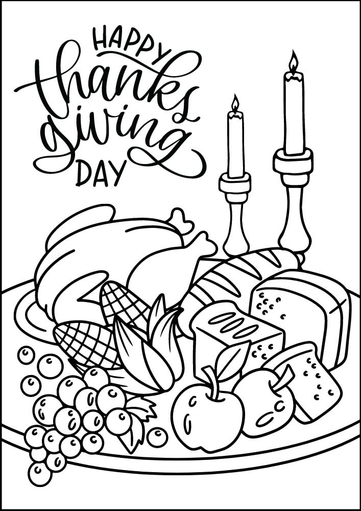 Free Printable Thanksgiving Coloring Pages for Kids dinner turkey PDF Download Coloring Sheets Coloring Book Printout