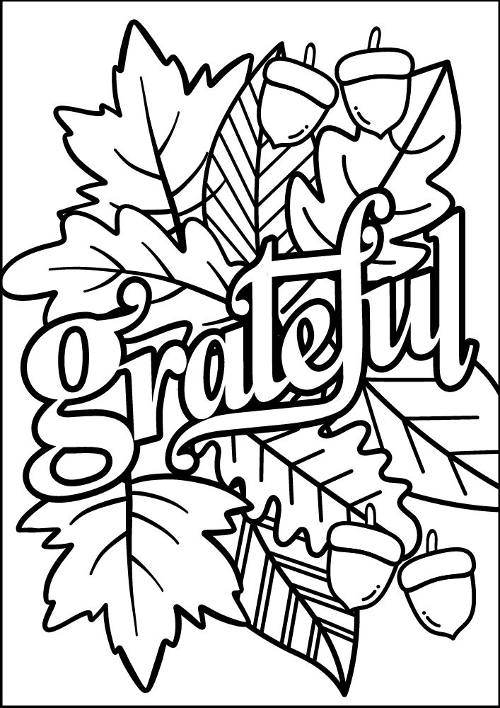 Free Printable Thanksgiving Coloring Pages for Kids grateful leaves PDF Download Coloring Sheets Coloring Book Printout