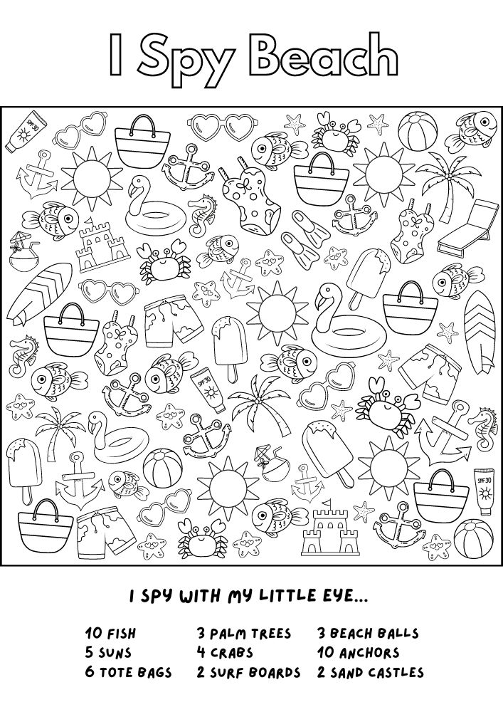 free printable beach worksheets for kids printout game puzzle pdf download i spy