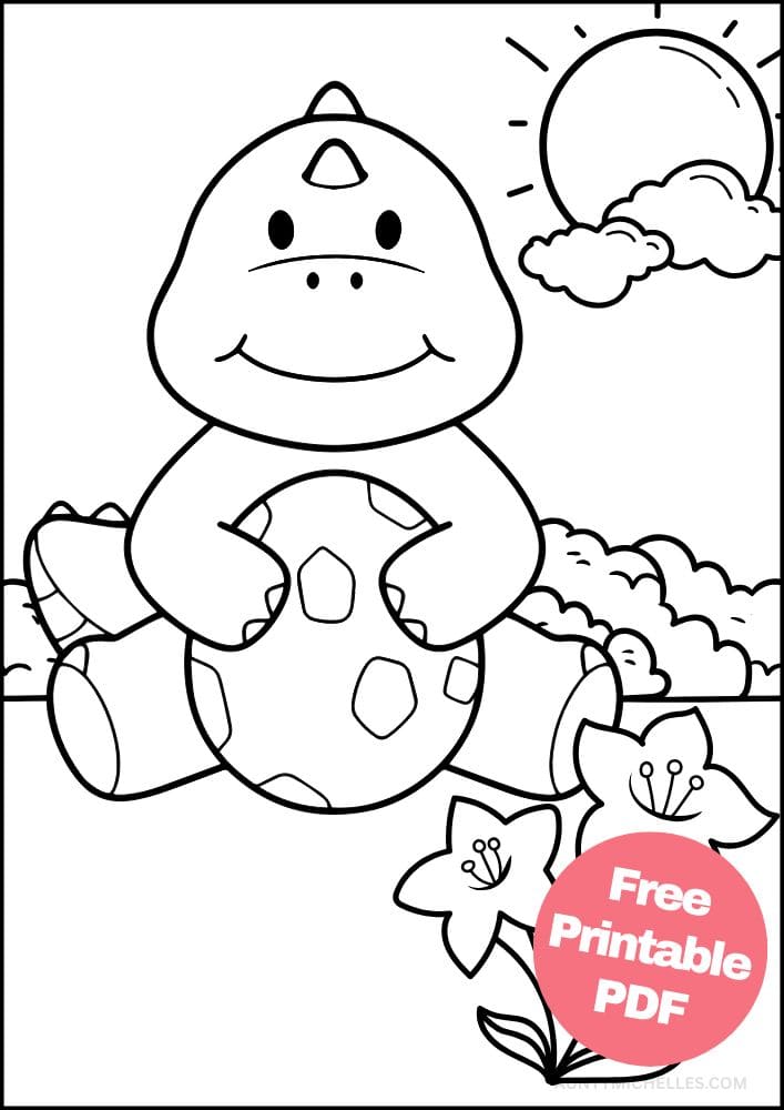 stegosaurus holding an egg coloring page