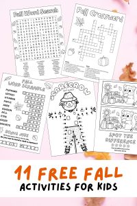 Free Fall Printable Activities for Kids, PDF Download, Autumn puzzles, fall mazes, fall games, fall word puzzles, worksheets