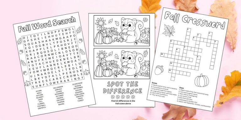 Free Fall Printable Activities for Kids