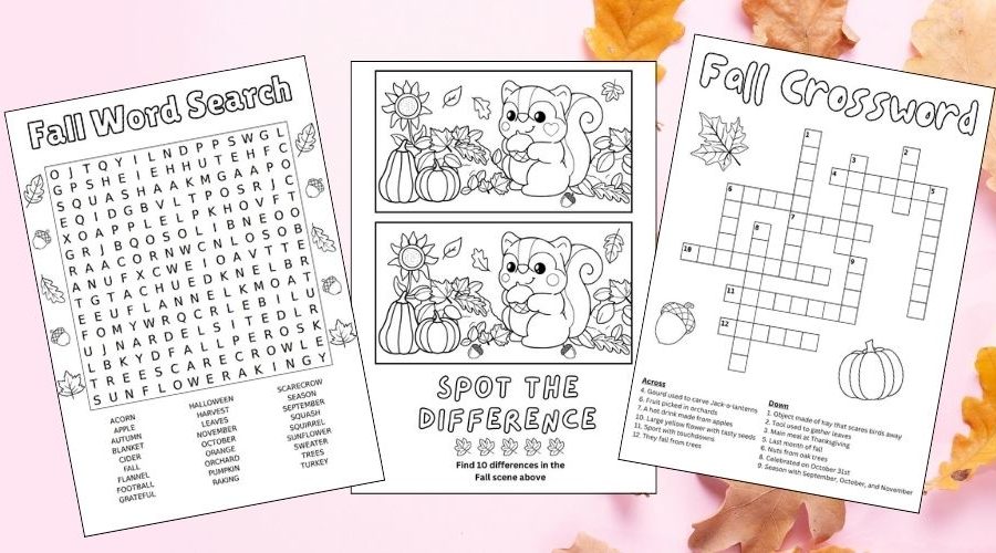 Free Fall Printable Activities for Kids