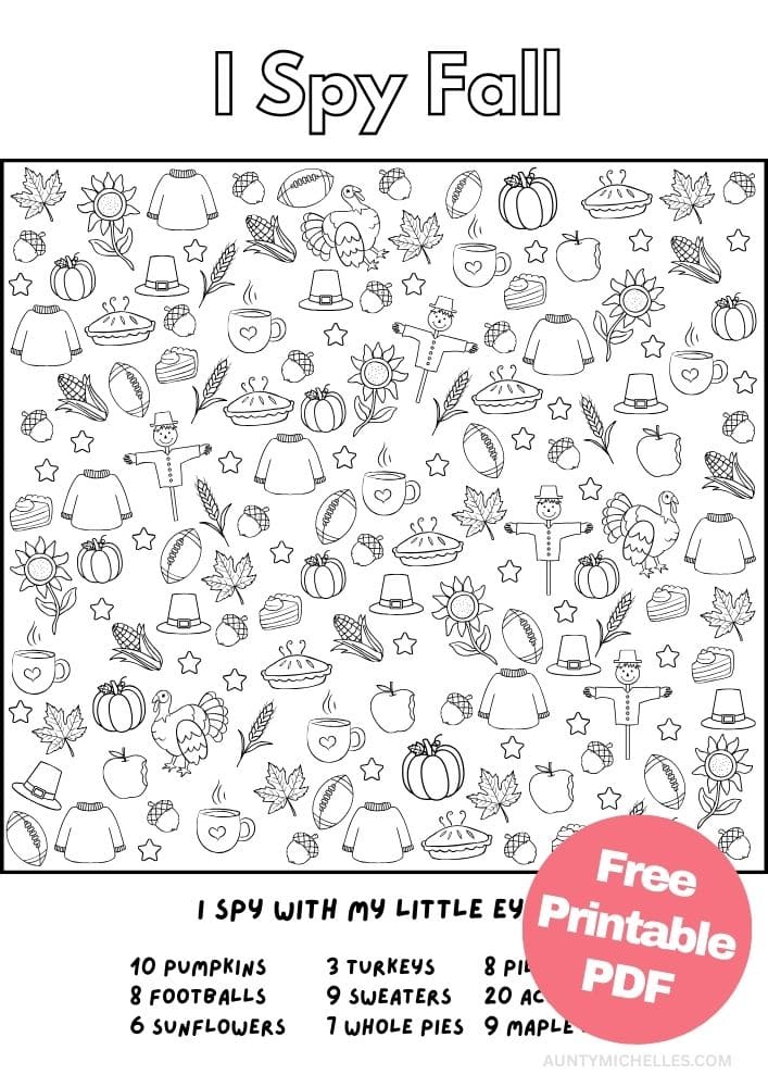 fall themed I spy printable activity