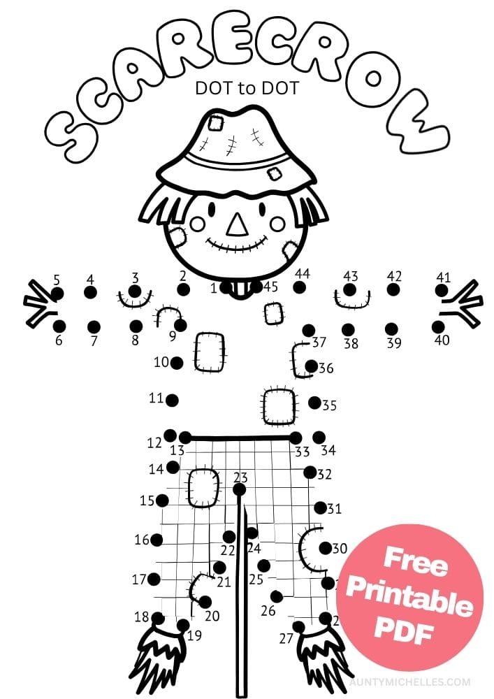 Scarecrow dot to dot (connect the dots) activity for kids
