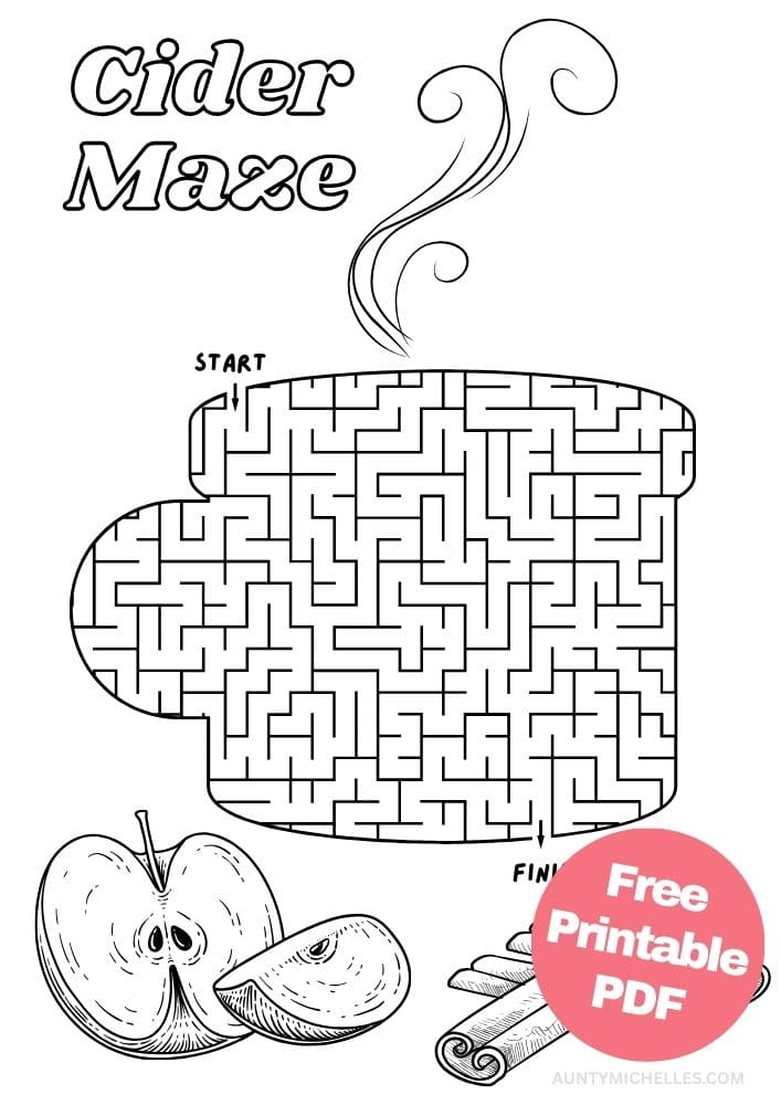 Hot apple cider maze game for kids