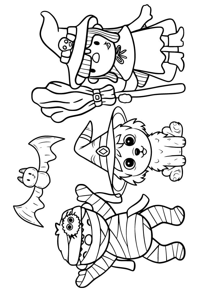 Free Printable Fall Coloring Pages for Kids Autumn Sheets halloween witch mummy bat coloring book pdf download September October November