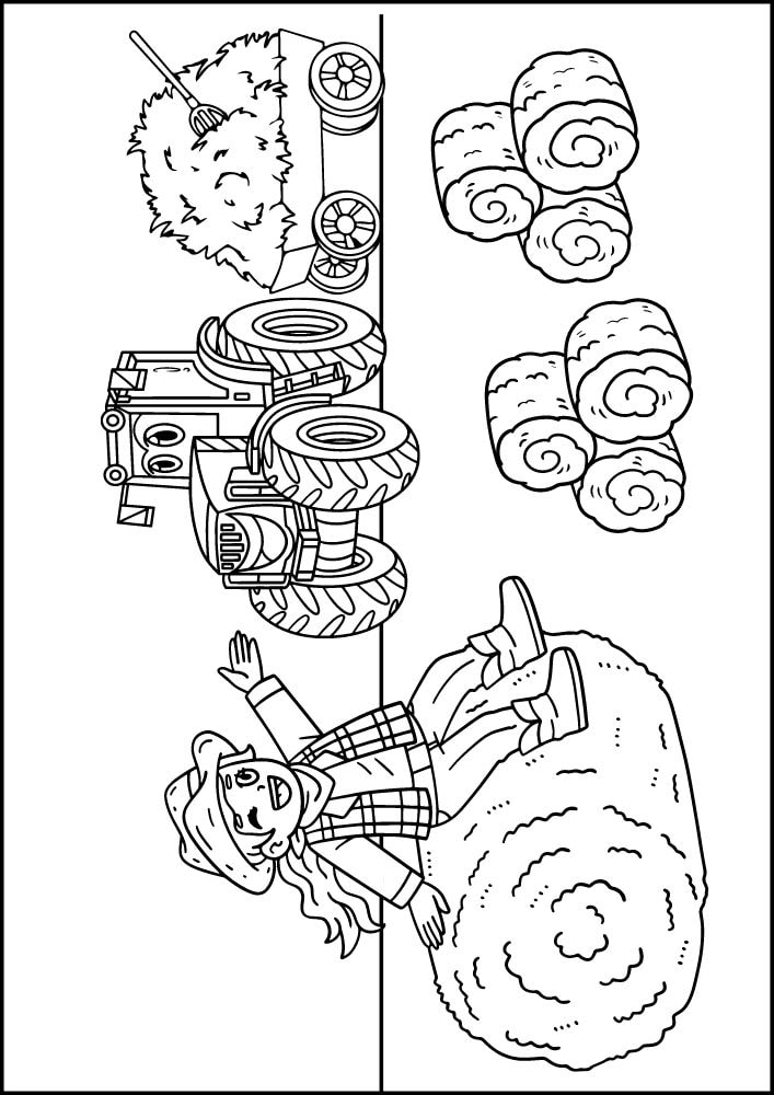 Free Printable Fall Coloring Pages for Kids Autumn Sheets hay ride tractor coloring book pdf download September October November