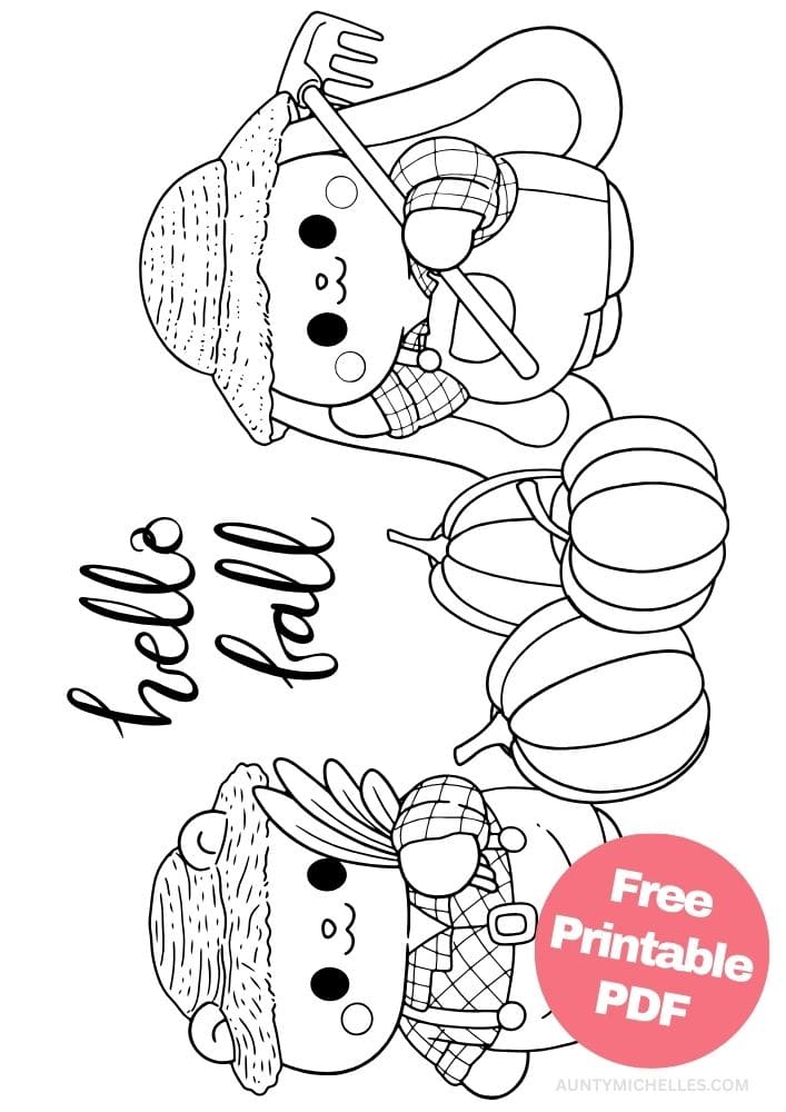 coloring page of a cute rabbit and bear dressed as farmers wearing straw hats