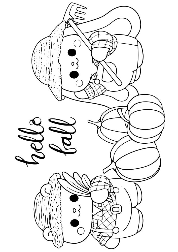 Free Printable Fall Coloring Pages for Kids Autumn Sheets rabbit bear farmer pumpkin coloring book pdf download September October November