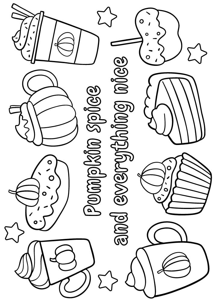 Free Printable Fall Coloring Pages for Kids Coloring Book Sheets Pumpkin Spice coloring book pdf download September October November