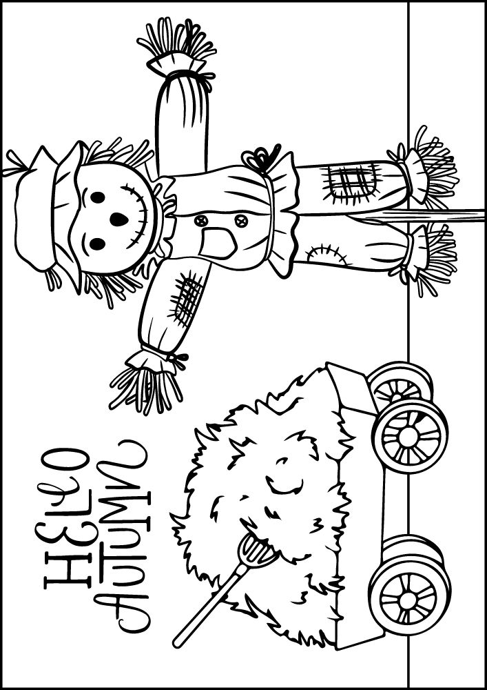 Free Printable Fall Coloring Pages for Kids Coloring Book Sheets Scarecrow Hay coloring book pdf download September October November