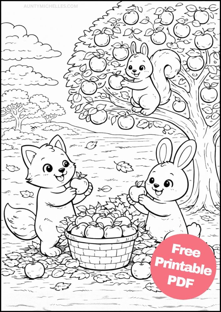 Free Printable Fall Coloring Pages for Kids September October November Colouring Sheets 17 apple picking