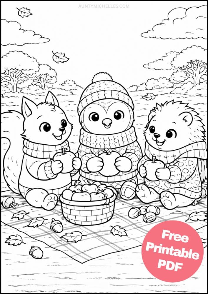 Free Printable Fall Coloring Pages for Kids September October November Colouring Sheets 21 fall picnic