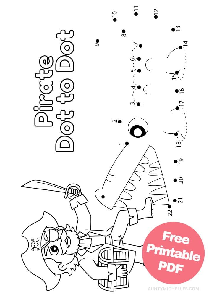 Crocodile Dot to Dot (Connect the Dot) for Kids with Pirate