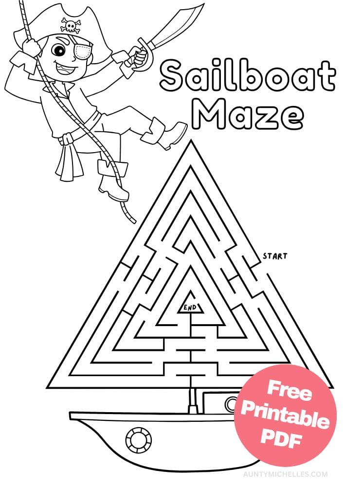 Pirate Sailboat Themed Maze for Kids
