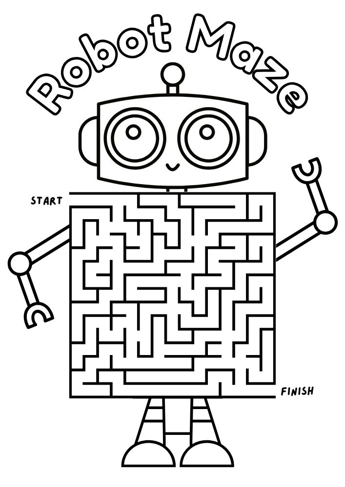 Free Printable Robots Worksheets for Kids Activities Games Puzzles PDF Download Maze 2