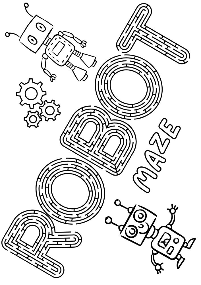 Free Printable Robots Worksheets for Kids Activities Games Puzzles PDF Download Maze