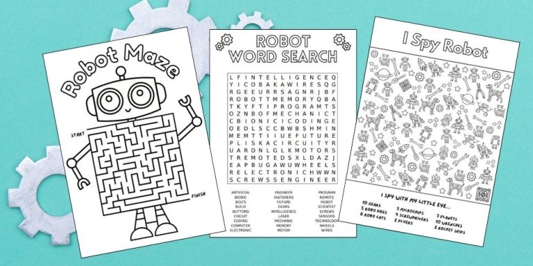 Free Printable Robots Worksheets for Kids