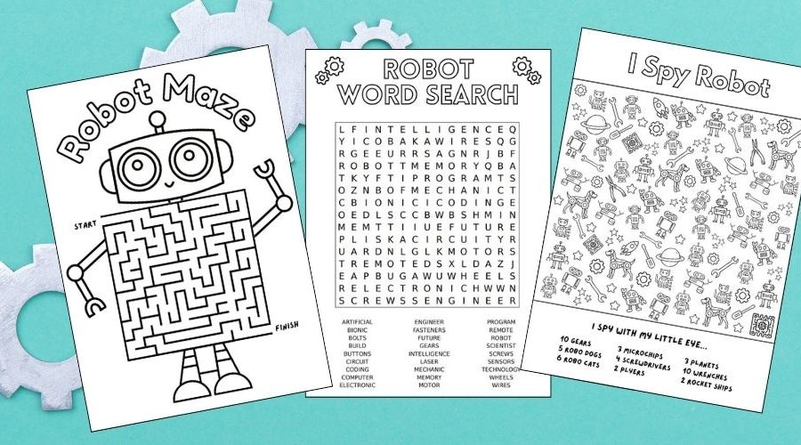 Free Printable Robots Worksheets for Kids