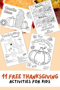 Free Printable Thanksgiving Activities for Kids, Autumn Crossword, Fall Word Search, Turkey Dot to Dot, Pumpkin Maze, Grateful Puzzles, Thanksgiving Games, Printable PDF Download