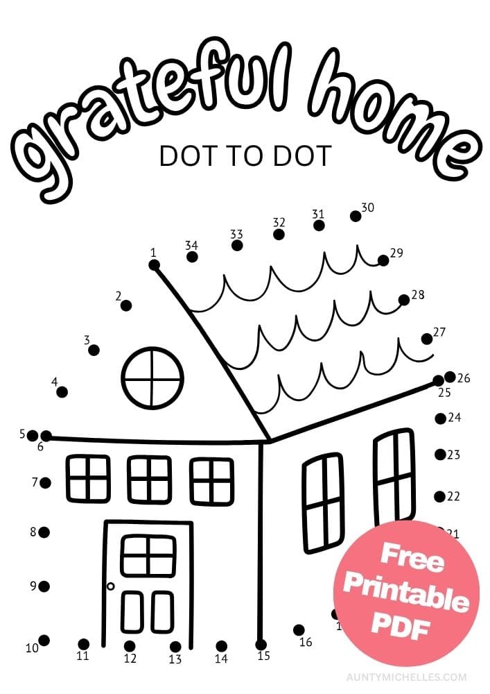 Grateful Home dot to dot (connect the dots) activity for kids