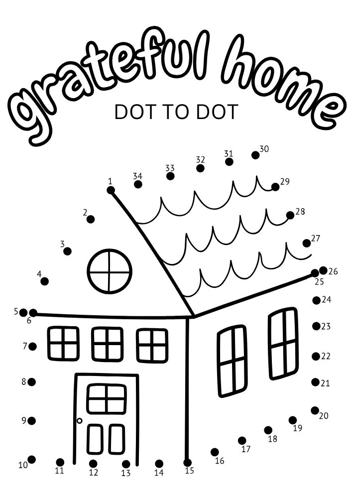 Free Printable Thanksgiving Activities for kids Worksheets Games Puzzles PDF Download grateful home dot to dot Fall Autumn house