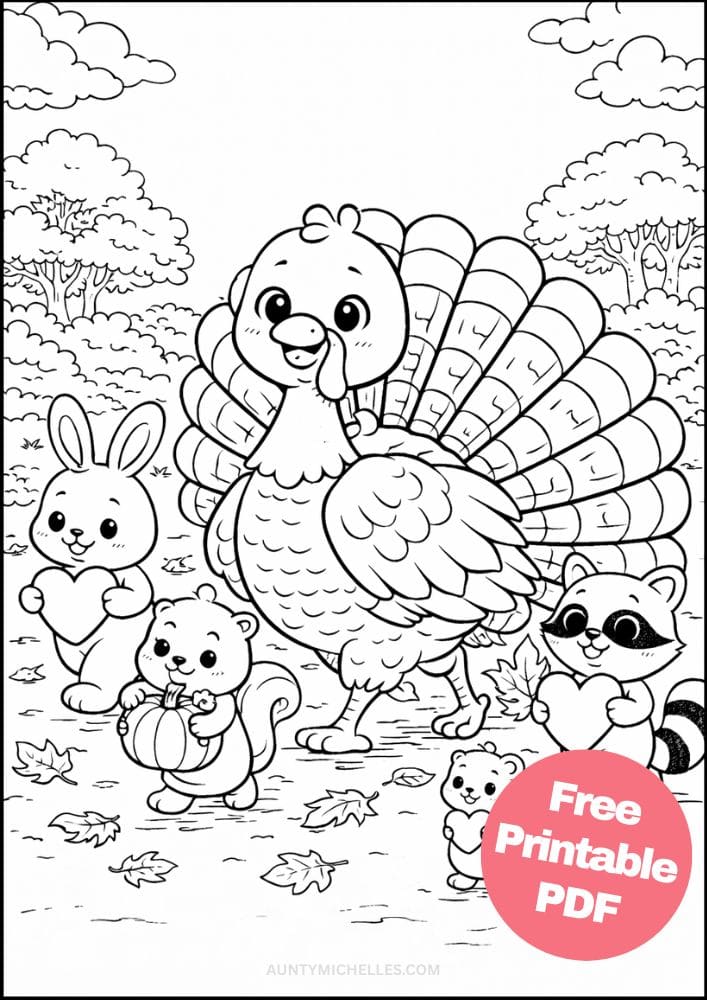 Free Printable Thanksgiving Coloring Pages for Kids November Fall Colouring Sheets 19 turkey and friends