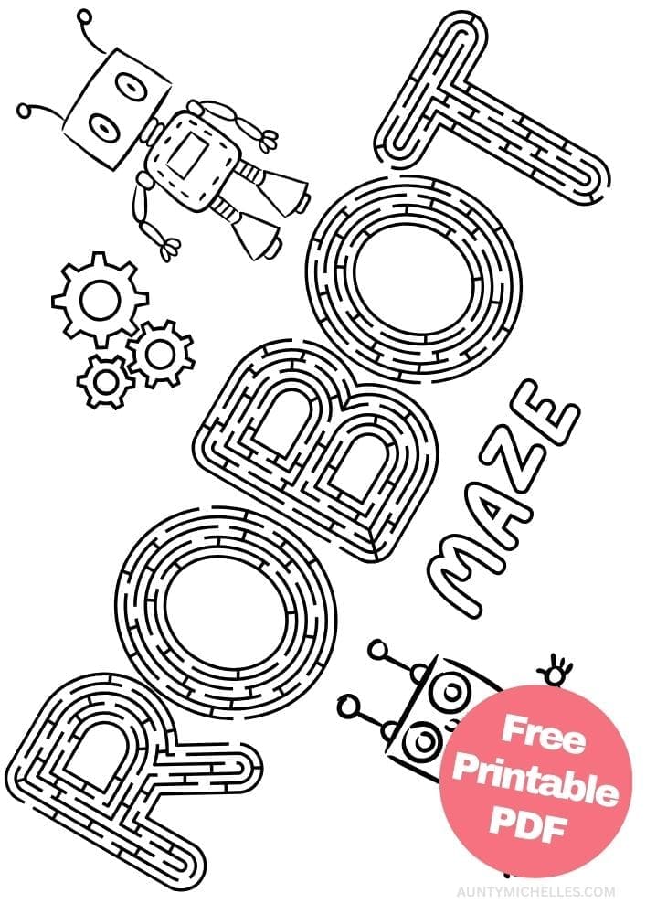 Robots Word Maze Printable Worksheet