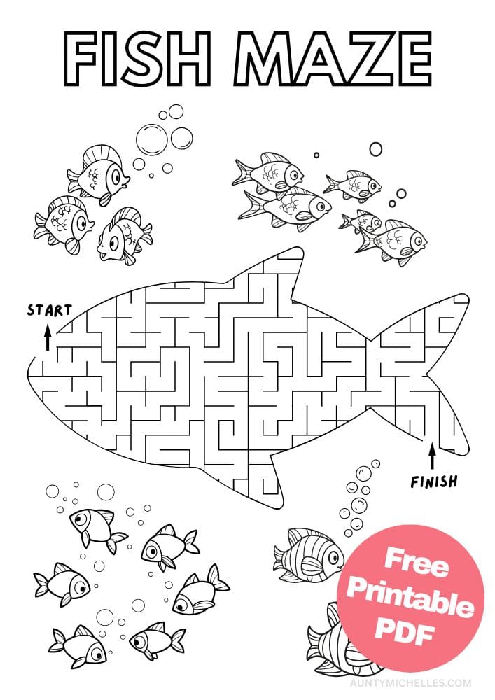Fish Maze Printout for Kids