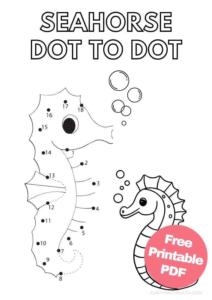 Kids Seahorse Connect the Dot (Dot to Dot)