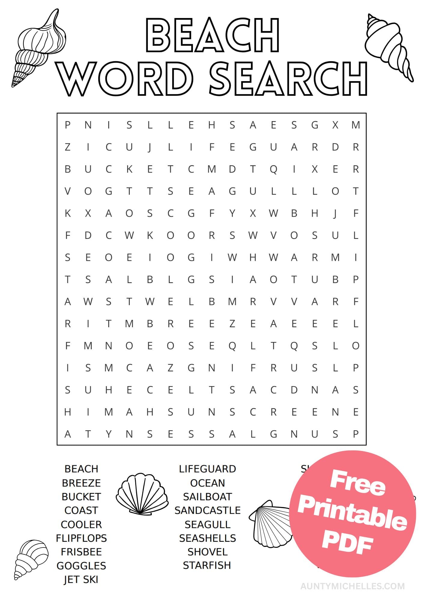 free printable beach worksheets for kids printout game puzzle pdf download word search