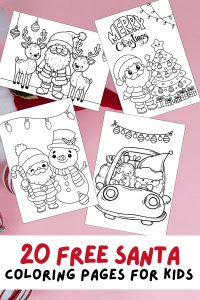 Santa Coloring Pages, Free Printables for Kids, PDF Colouring Sheets, Christmas Coloring Book, Merry Christmas Activities for Kids, Santa Printouts, Gnome, Sleigh, Ho Ho Ho Cute Easy Coloring Pages