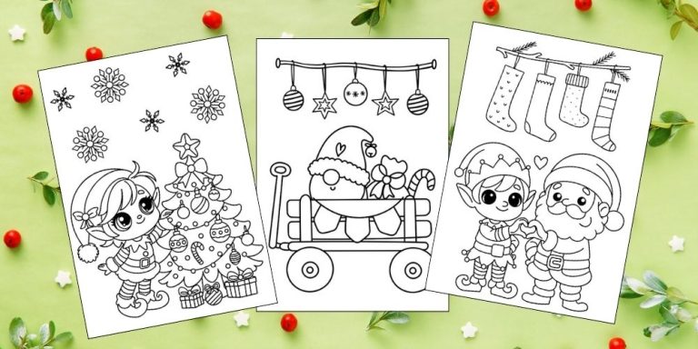 free printable elf coloring pages for kids blog feature