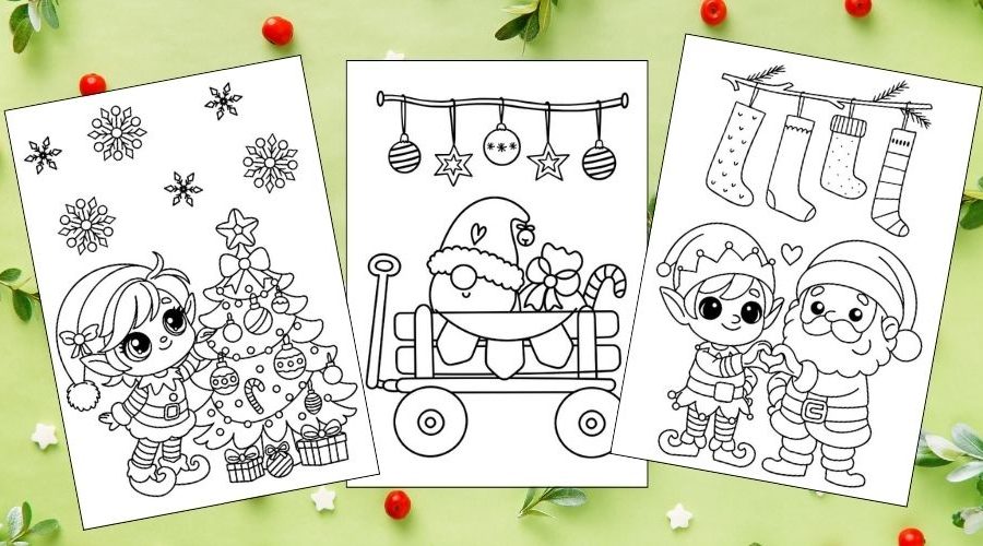 free printable elf coloring pages for kids blog feature