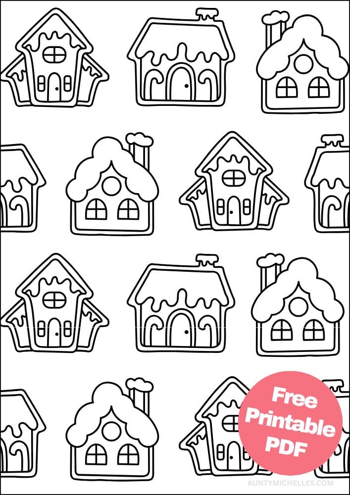 A coloring page of gingerbread cookies