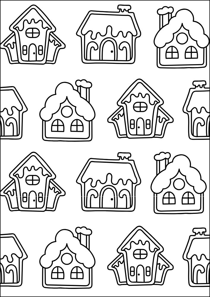 A coloring page of gingerbread cookies