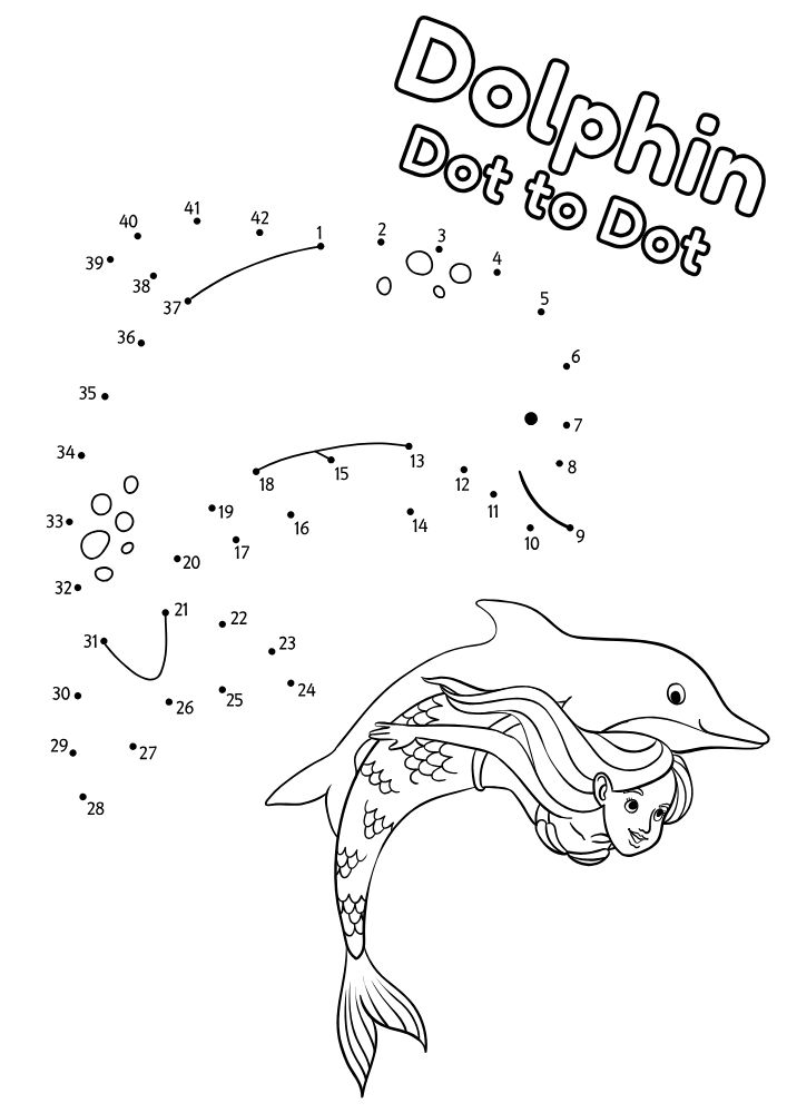 Free Mermaid Party Printables for Kids Dolphin Dot to Dot