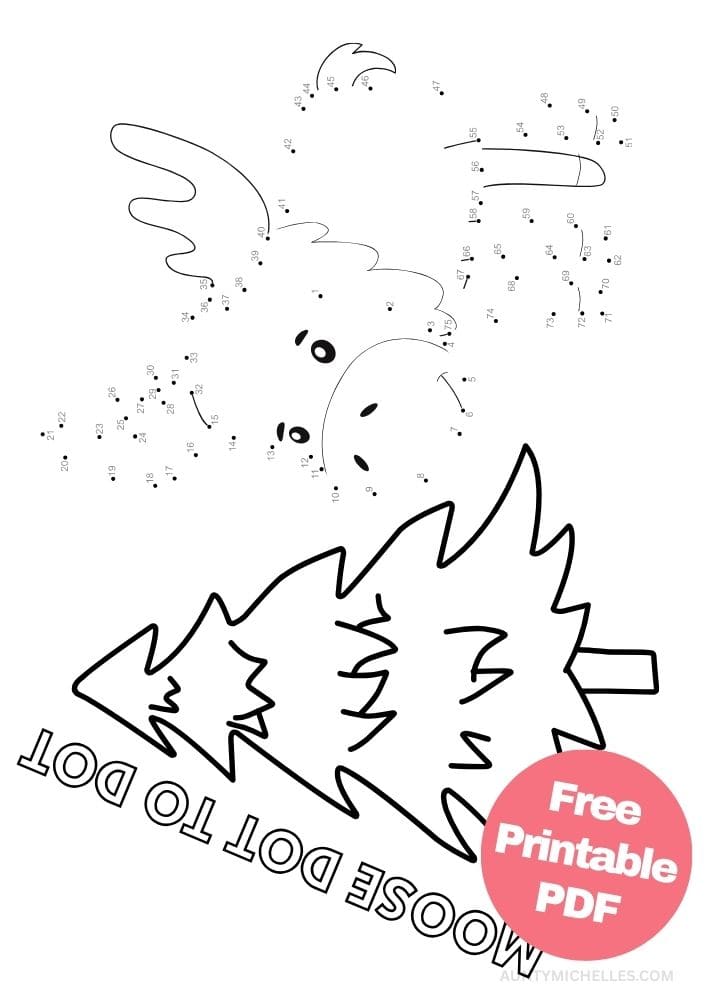 free printable moose dot to dot activity for kids