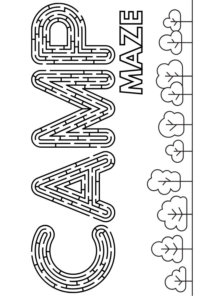 free printable camp maze activity for kids