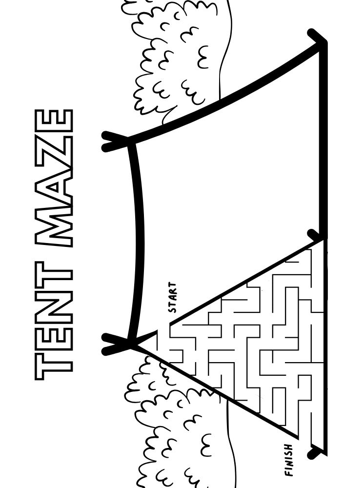 free printable camping tent maze activity for kids