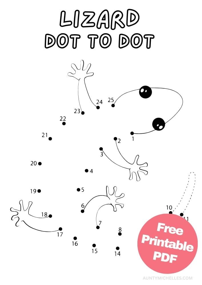 free printable lizard dot to dot activity for kids