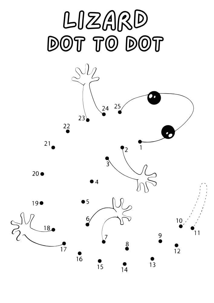 free printable lizard dot to dot activity for kids