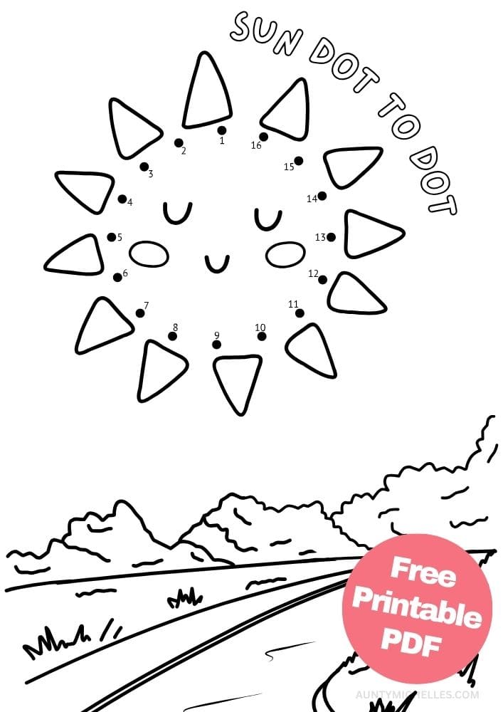 free printable sun dot to dot activity for kids