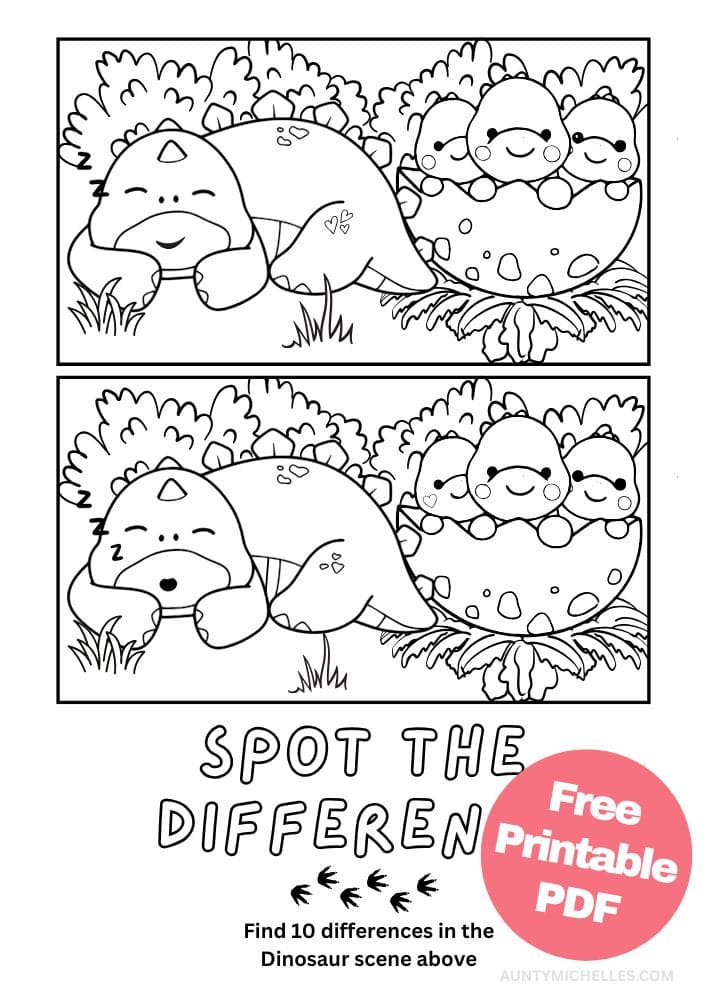 Free Printable Dinosaur Activities for Kids Jurassic Dino Games Spot the Difference